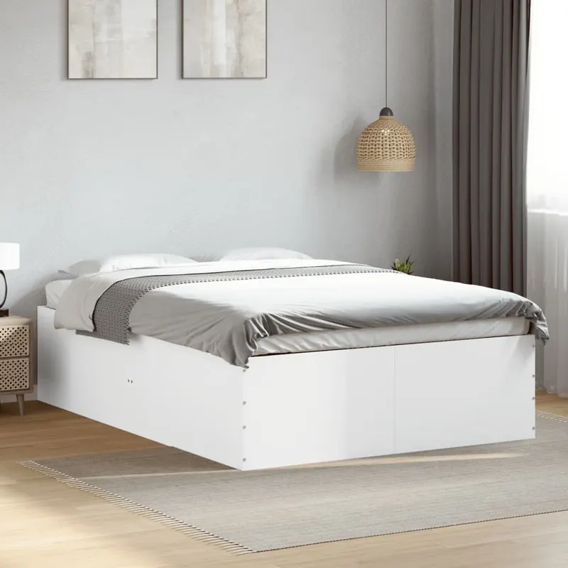 cadru de pat, alb, 120x190 cm, lemn prelucrat