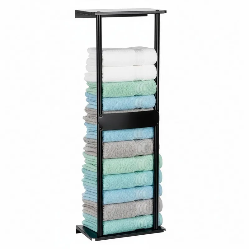 Raft metalic prosoape finisaj mat accesorii montaj incluse, 31x15x77 cm, design modern, negru
