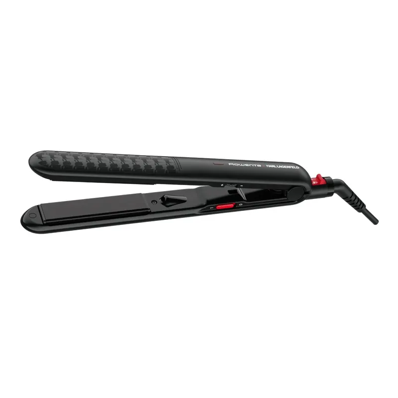 Placa de par Rowenta Karl Lagerfeld Optiliss SF321LF0, Keratin Glow, placi flotante, încalzire rapida, 230 grade, negru