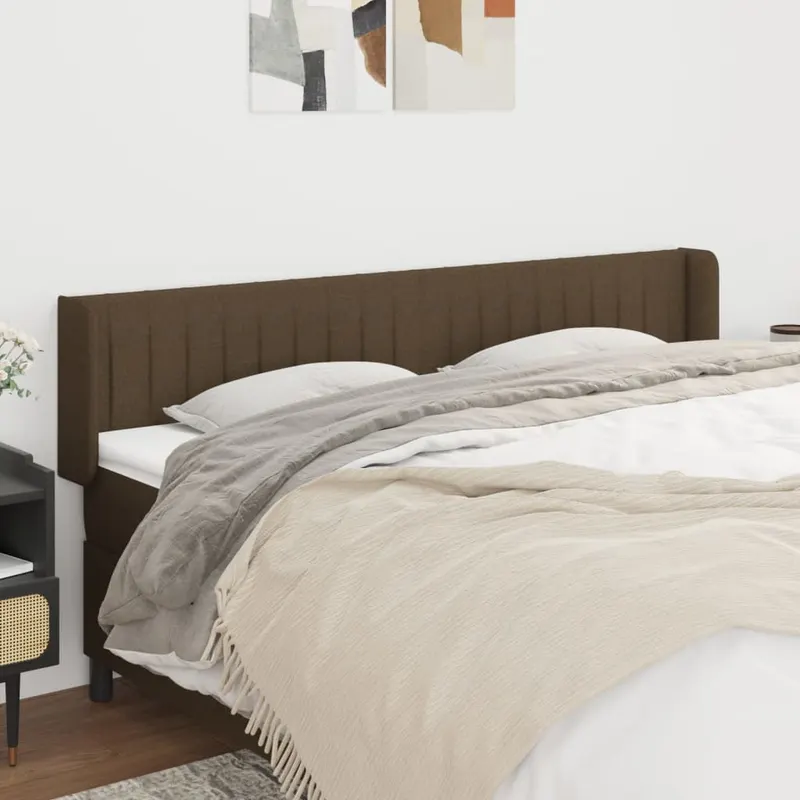 tablie de pat cu aripioare maro inchis 163x16x78/88 cm textil