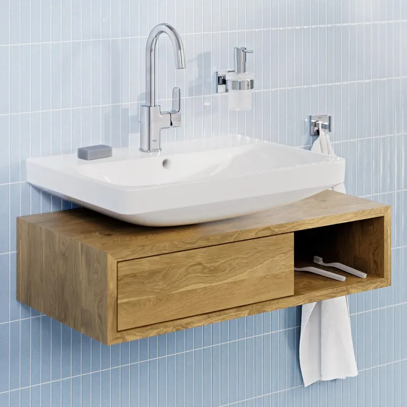 Baterie lavoar Grohe 1018710000, Dice, tip comanda monocomanda, marime l, tip instalare pe lavoar, pe blat, crom