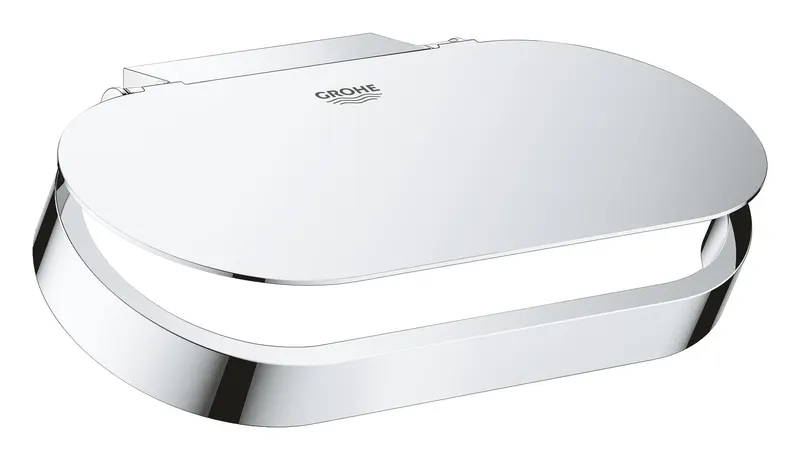 Suport hartie Grohe 41069000, igienica Selection, tip instalare pe perete, capac, elemente fixare ascunse, crom