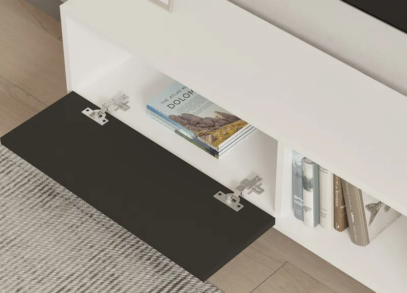 Comodă TV Funda, Antracit - Alb, 120x25x37 cm - Antracit - Alb