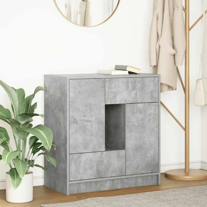 bufeta cu sertare si usi gri beton 70,5x34x74,5 cm