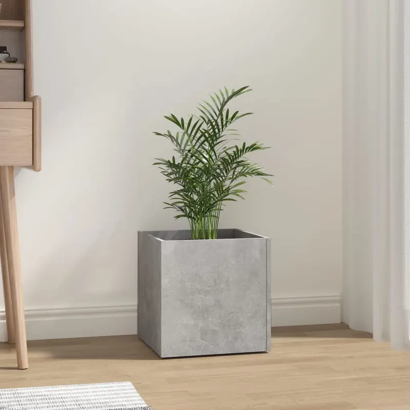 jardiniera cutie, gri beton, 40x40x40 cm, lemn compozit