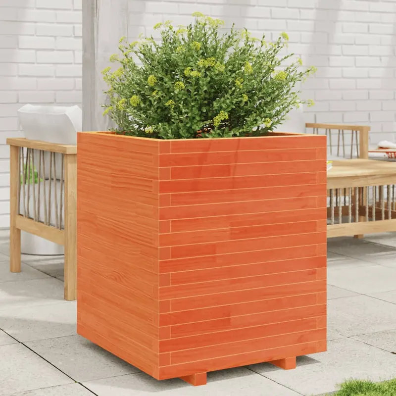 jardiniera de gradina, maro ceruit 60x60x72,5 cm lemn masiv pin