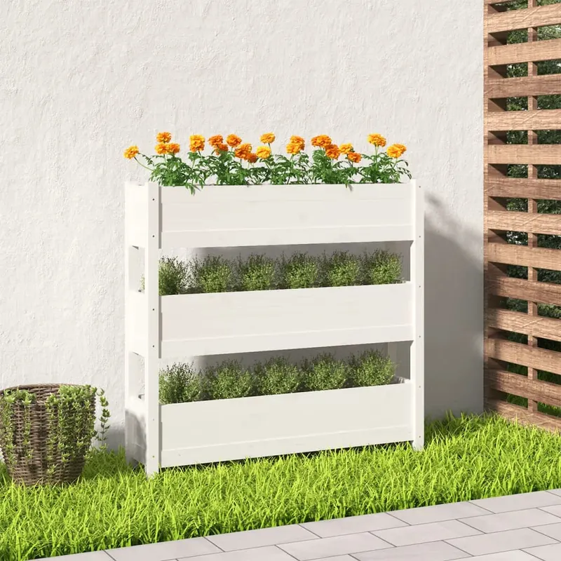 jardiniera, alb, 112x25x104,5 cm, lemn masiv de pin
