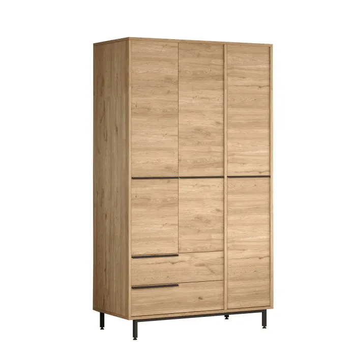 Dulap ON15-S, 3 usi, 2 sertare, nuc, 112,2x55x195,6 cm