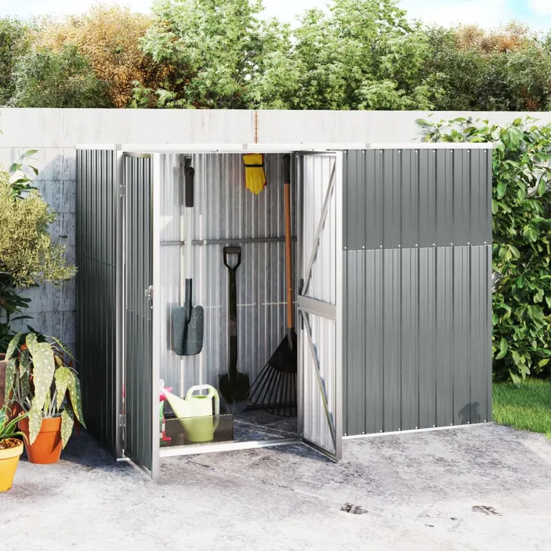 sopron de gradina, gri, 225x89x161 cm, otel galvanizat