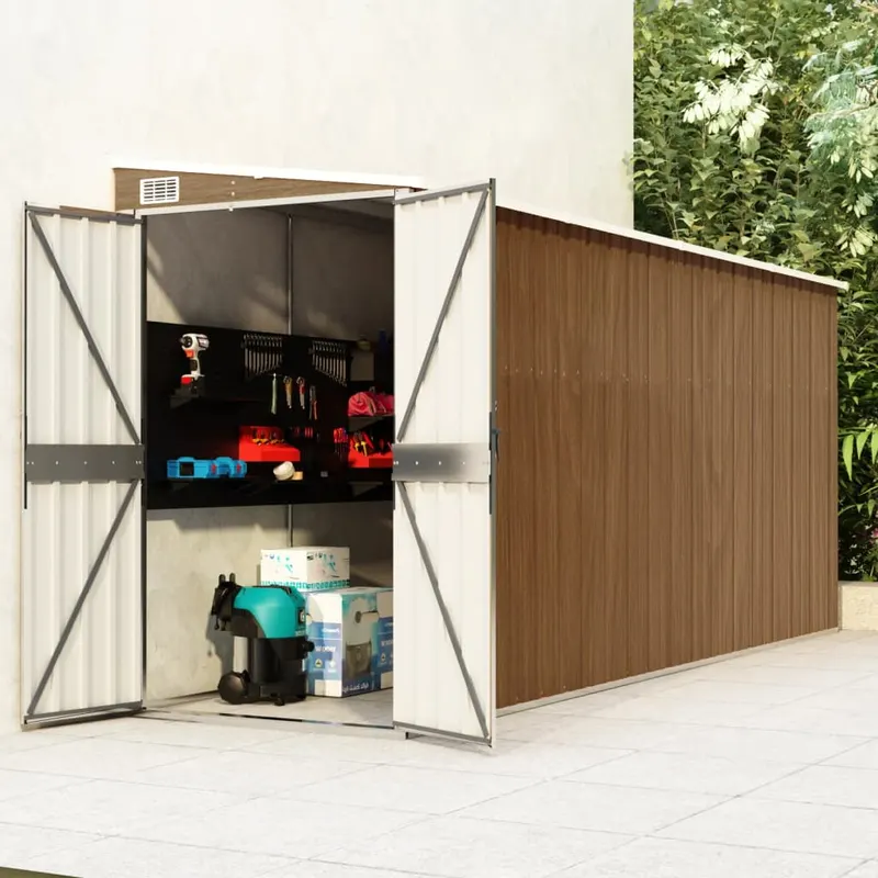 sopron gradina/montaj perete maro 118x382x178 cm otel zincat