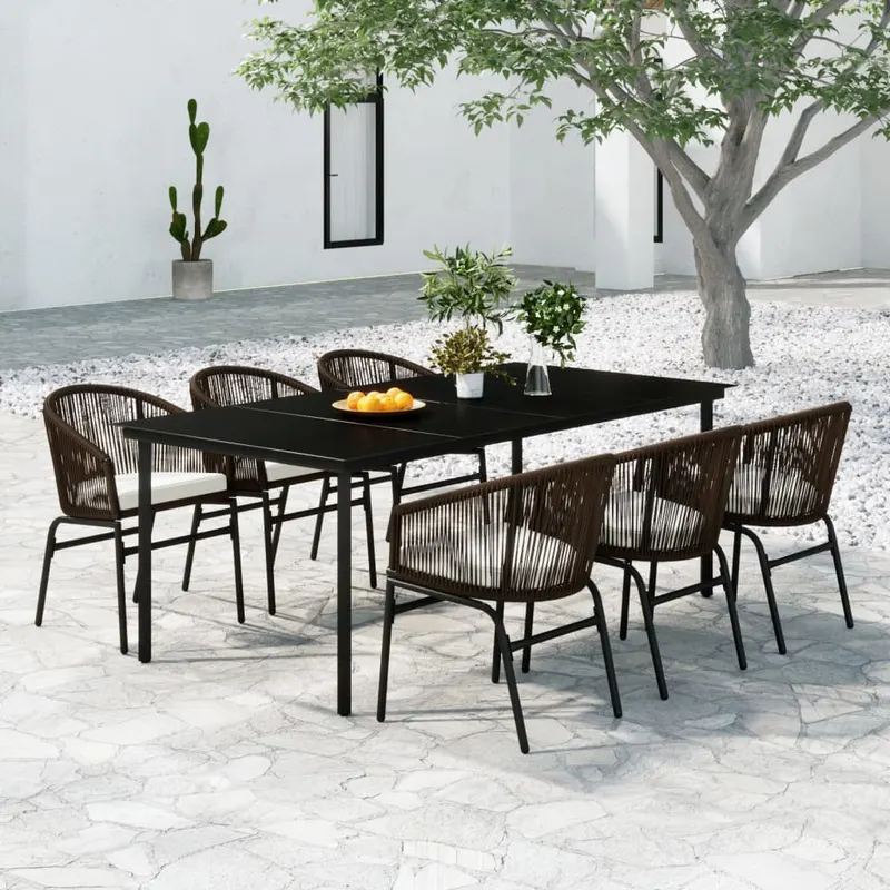 set de mobilier pentru gradina, 7 piese, maro