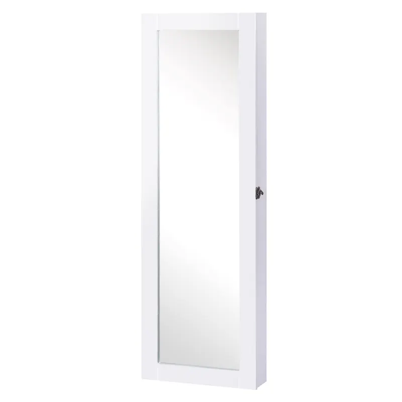 HOMCOM Dulap pentru Bijuterii cu Oglindă, Montare pe Perete, Negru, 37x9.5x121 cm