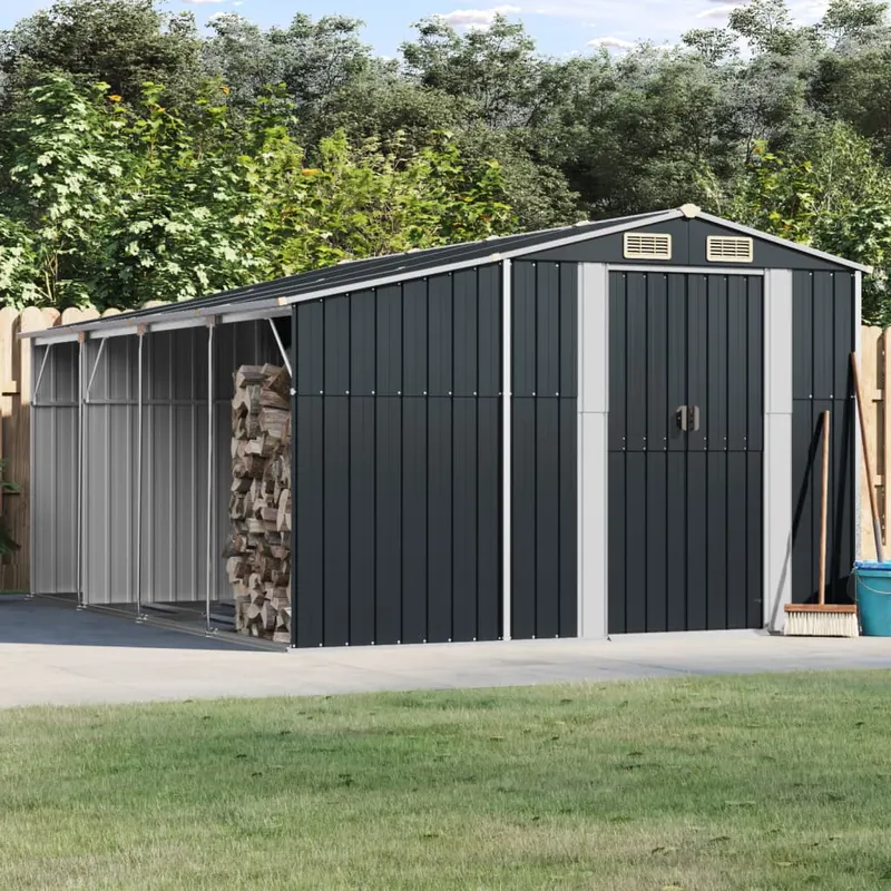 Sopron de gradina, antracit, 277x365,5x179 cm, otel galvanizat