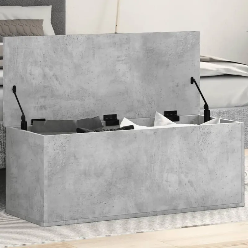 cutie de depozitare, gri beton, 90x35x35 cm, lemn prelucrat