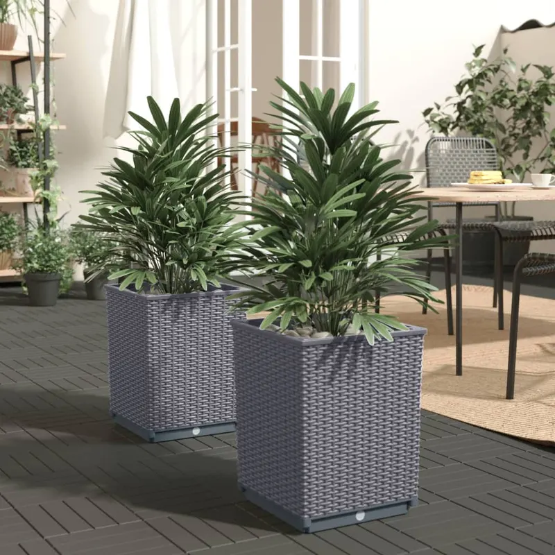 jardiniere, 2 buc., gri inchis, 30x30x37 cm, polipropilena