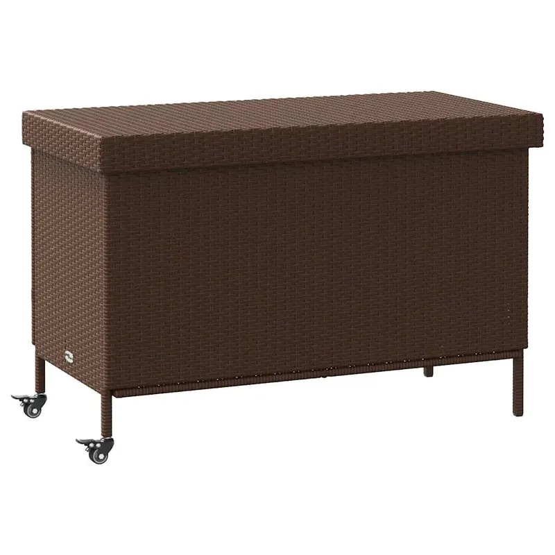 lada depozitare de gradina cu roti, maro 110x55x73 cm poliratan