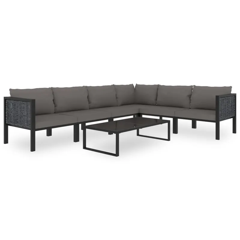 set mobilier de gradina cu perne, 7 piese, antracit, poliratan