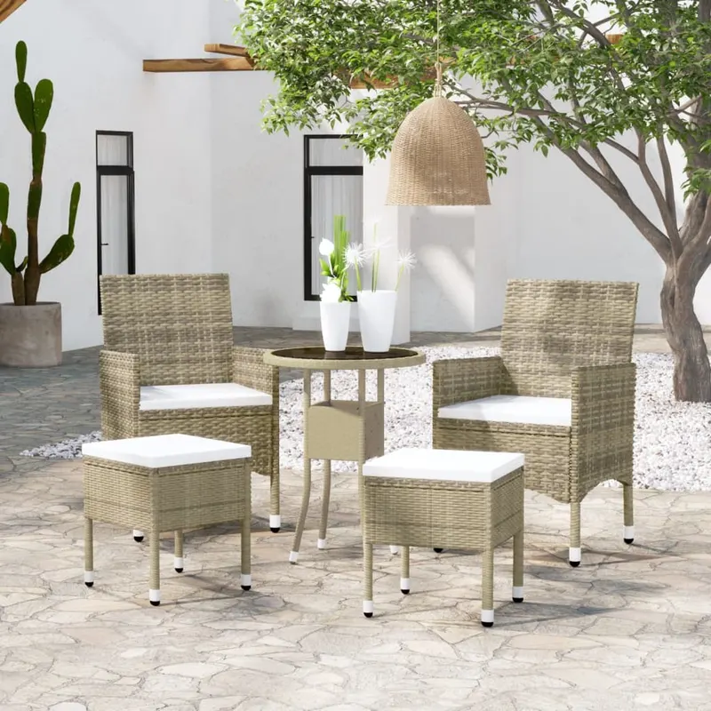 set mobilier de gradina, 5 piese, bej, poliratan
