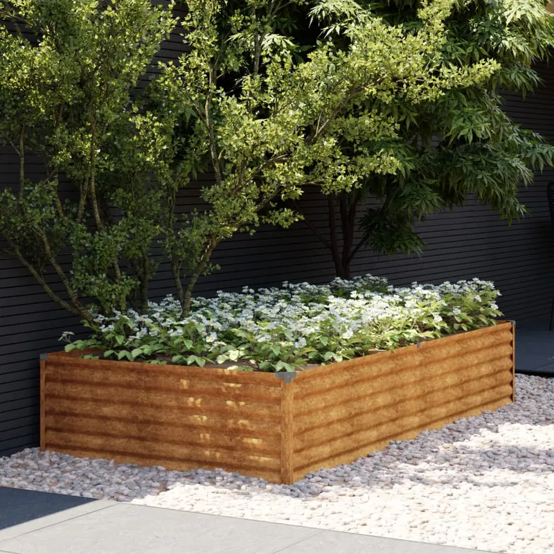 strat inaltat de gradina, 195x100x36 cm, otel corten