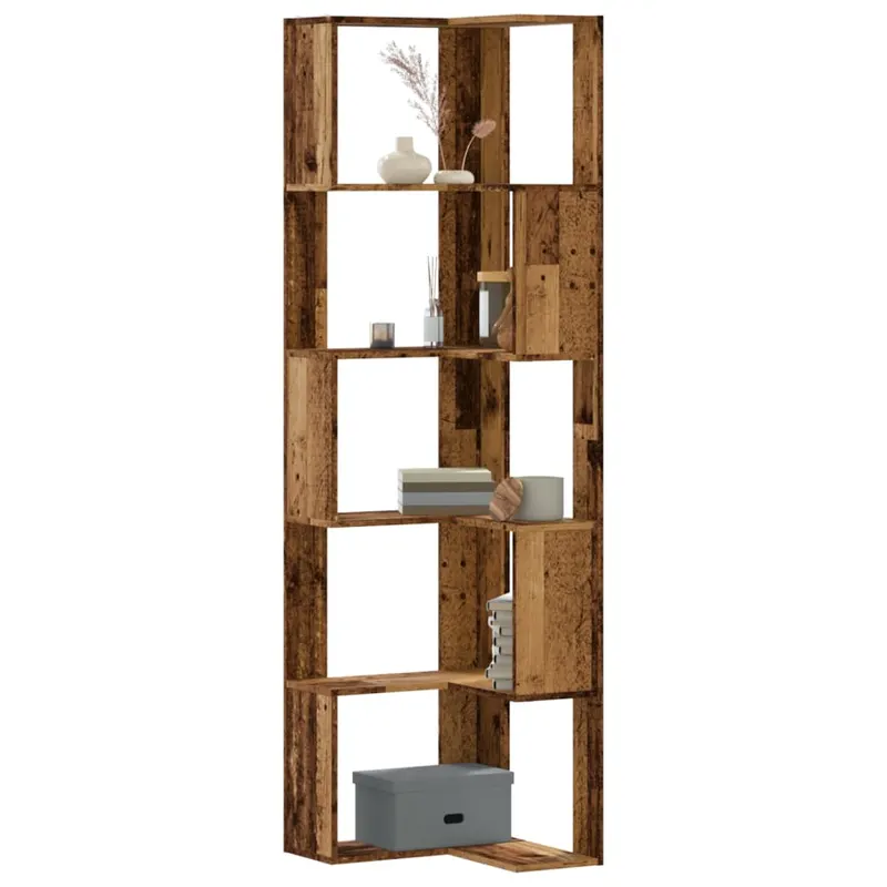 biblioteca 5 niveluri lemn vechi 50x50x179cm lemn prelucrat