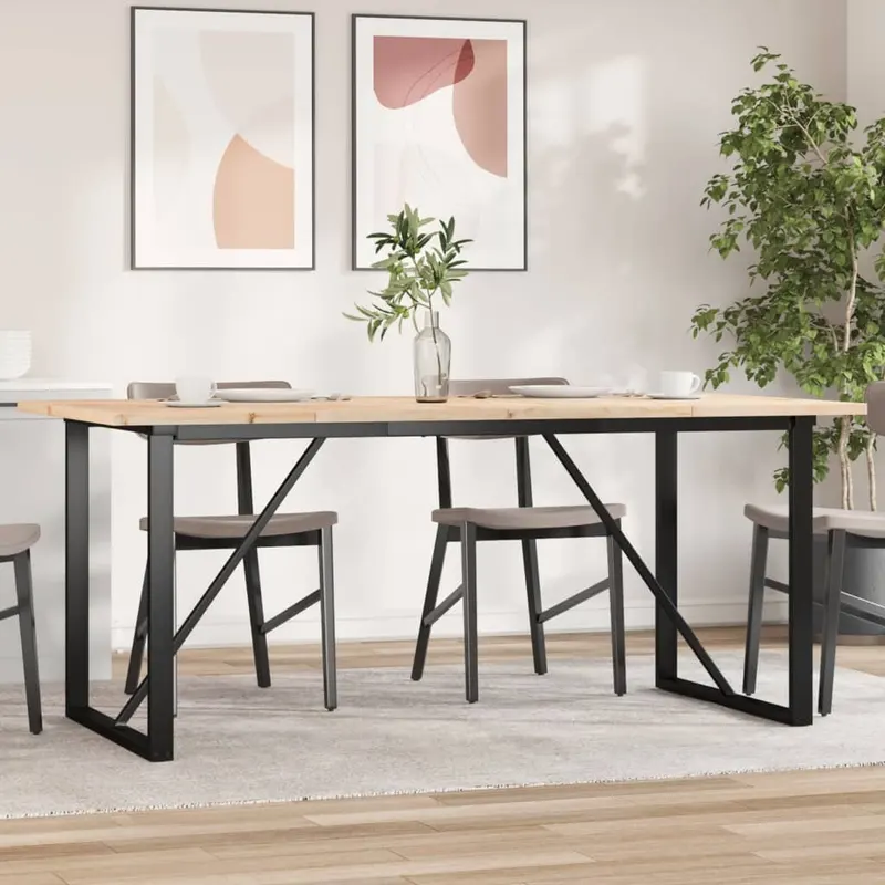 masa bucatarie, cadru o, 180x90x75,5 cm lemn masiv pin si fonta
