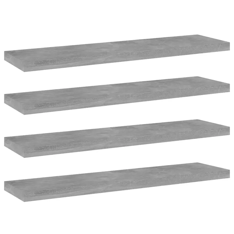 placi biblioteca, gri beton, 4 buc, 40 x 10 x 1,5 cm, pal