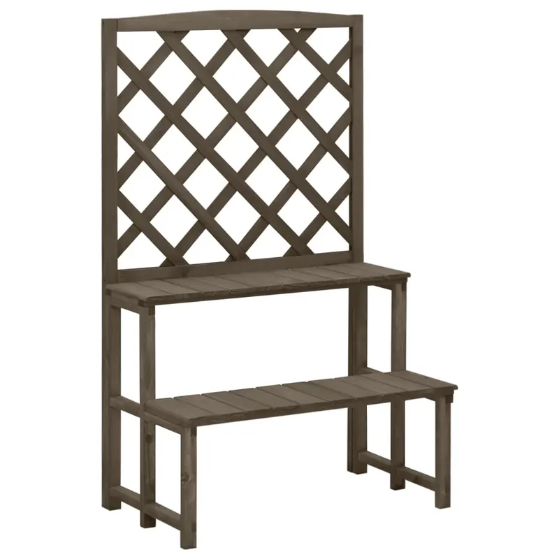 suport plante cu spalier, gri, 70x42x115 cm, lemn masiv de brad