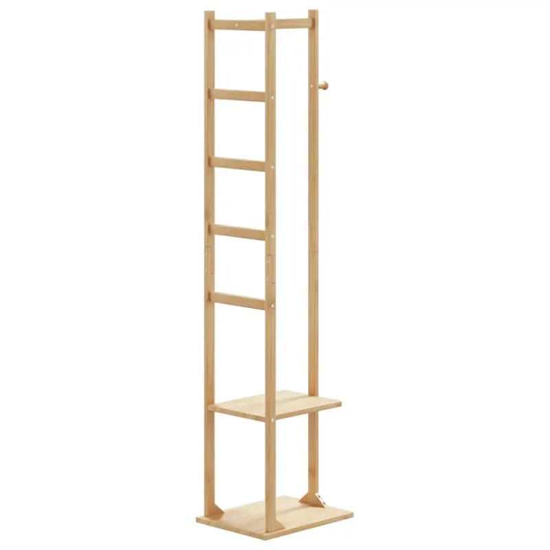 suport pentru haine cu carlige si rafturi 38,5x30x156 cm bambus