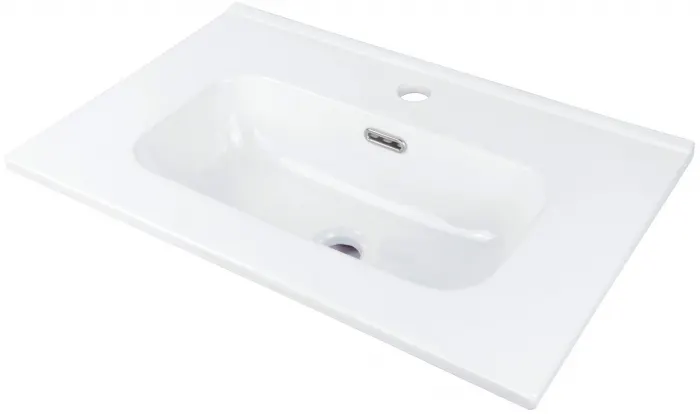 Lavoar baie incastrat, ceramic, cu gaura pentru baterie, 60x38.5 cm, alb, Deante Tubo