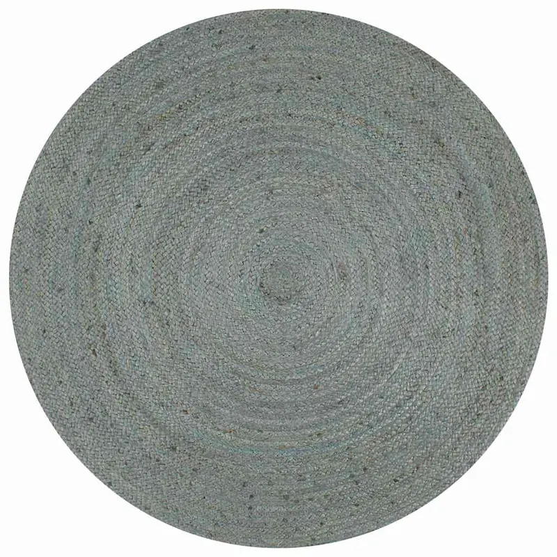 covor manual, verde masliniu, 150 cm, iuta, rotund