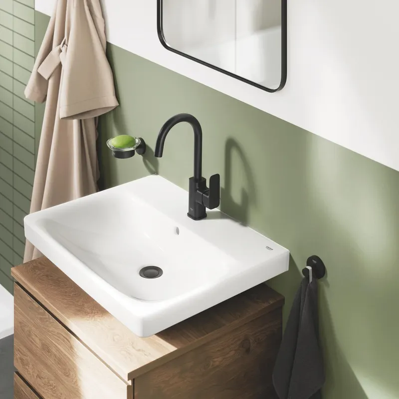 Baterie lavoar Grohe 1018712430, Dice, tip comanda monocomanda, marime l, tip instalare pe lavoar, pe blat, negru