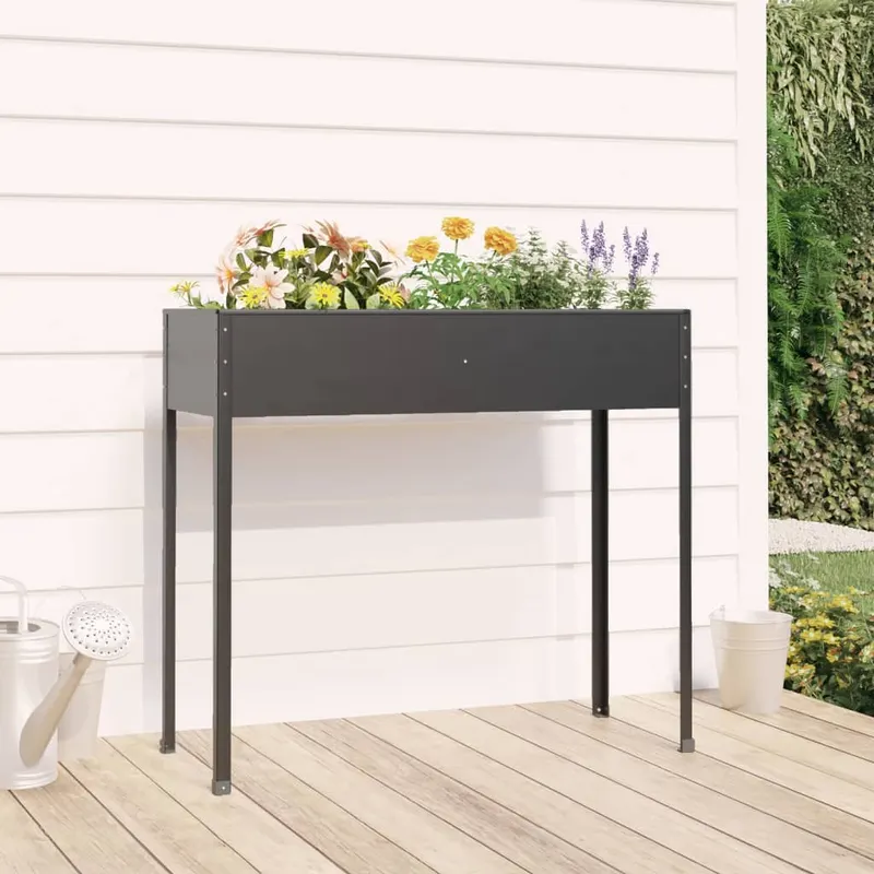 jardiniera de gradina antracit 100,5x40,5x90 cm otel galvanizat