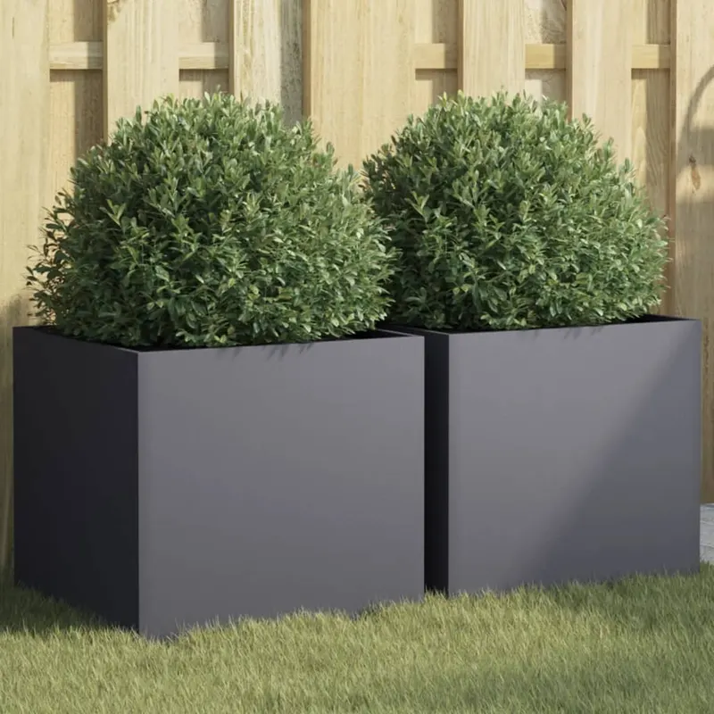 jardiniere, 2 buc., antracit, 42x40x39 cm, otel laminat la rece
