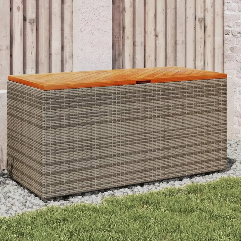 lada depozitare gradina gri 110x50x54 cm lemn acacia poliratan