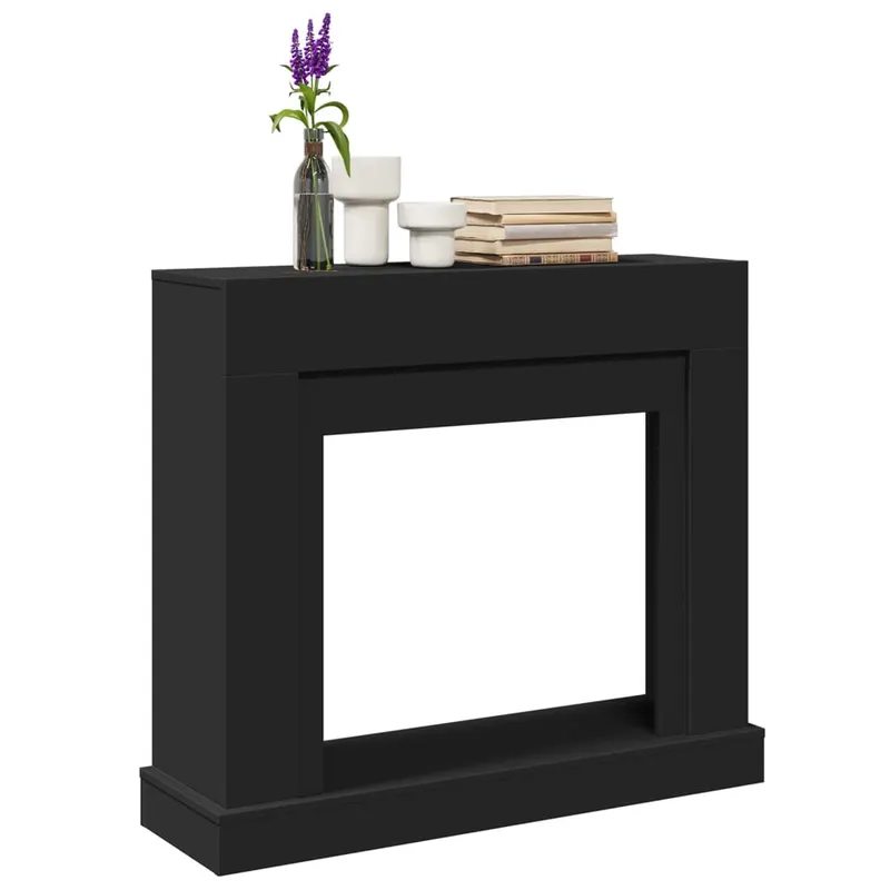 masca de semineu, negru, 100x30x87,5 cm, lemn prelucrat