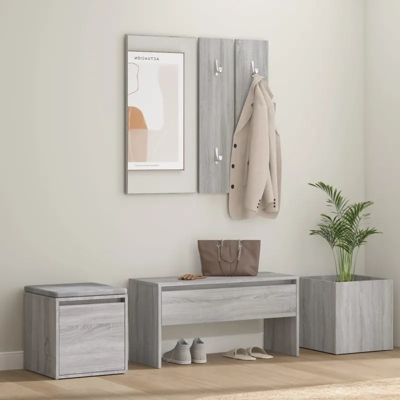 set de mobilier pentru hol, gri sonoma, lemn prelucrat