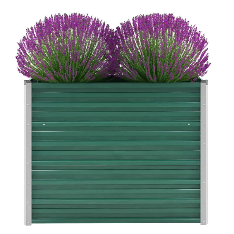 strat inaltat de gradina, verde, 100x40x77 cm, otel galvanizat