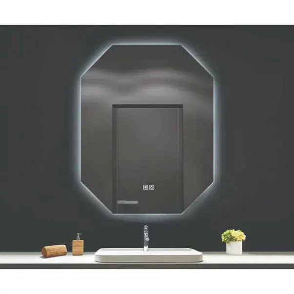 Oglinda Fluminia Turner Ambient 60, 60x90x3.5 cm, 8 laturi, cu iluminare LED, 3 culori, dezaburire