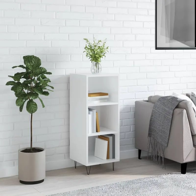 servanta, alb extralucios, 34,5x32,5x90 cm, lemn compozit