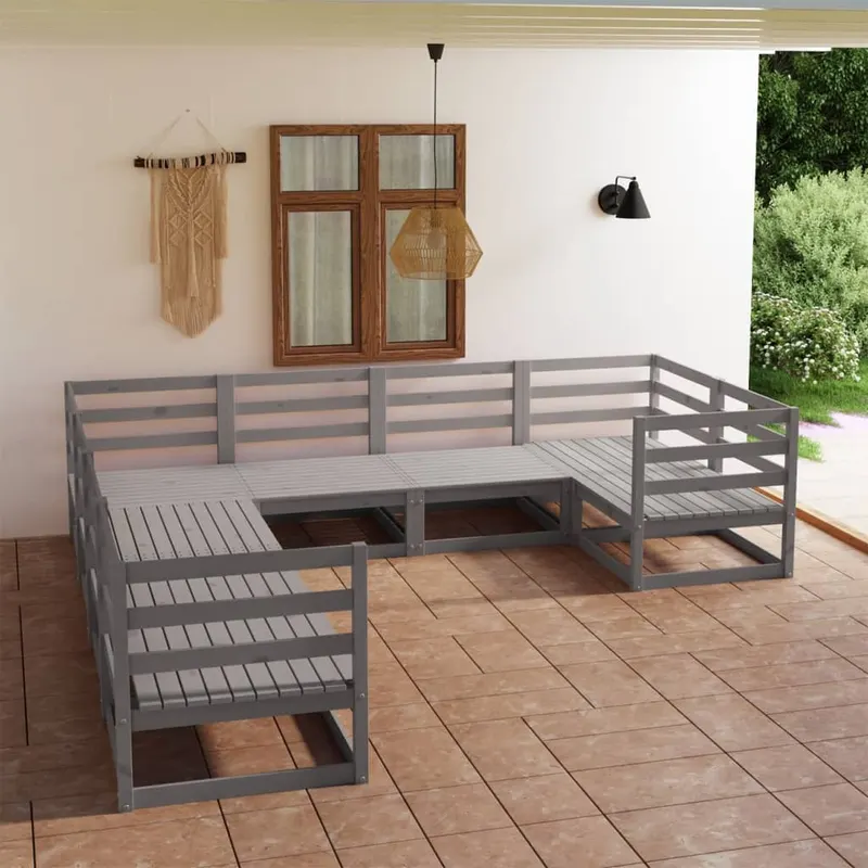 set mobilier de gradina, 8 piese, lemn masiv de pin