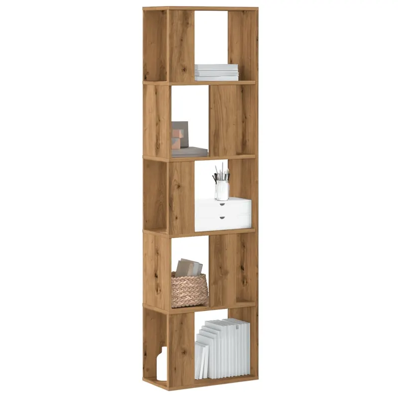 biblioteca 5 niveluri stejar artizanal 45x23,5x162,5 cm lemn