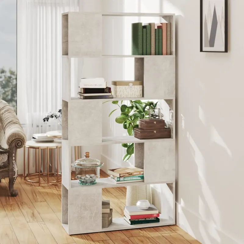 biblioteca/separator camera, gri beton, 80x24x155 cm, pal
