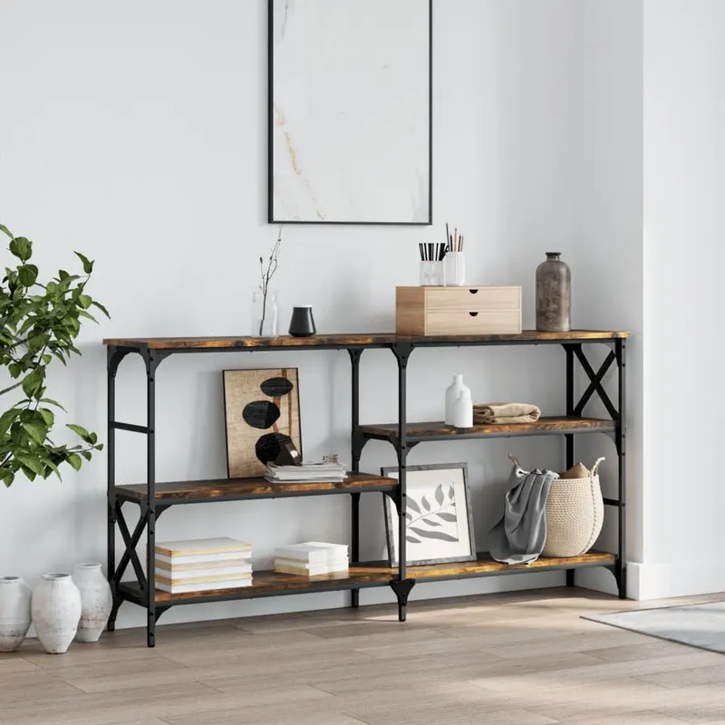 Masuta consola, stejar fumuriu, 150x29x76,5 cm, lemn prelucrat