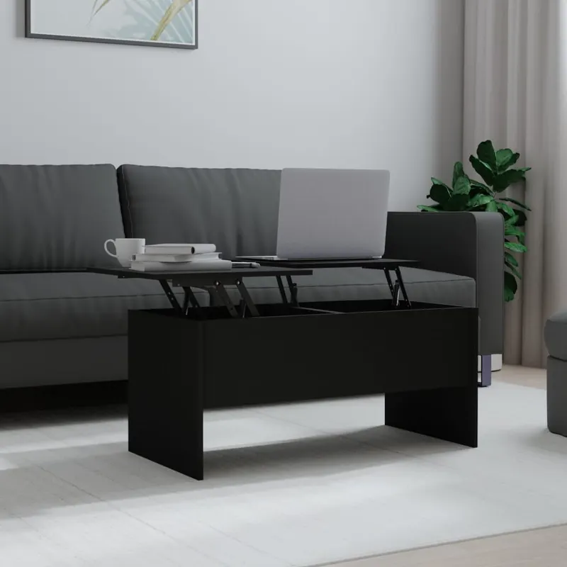 masuta de cafea, negru, 102x50x46,5 cm, lemn prelucrat