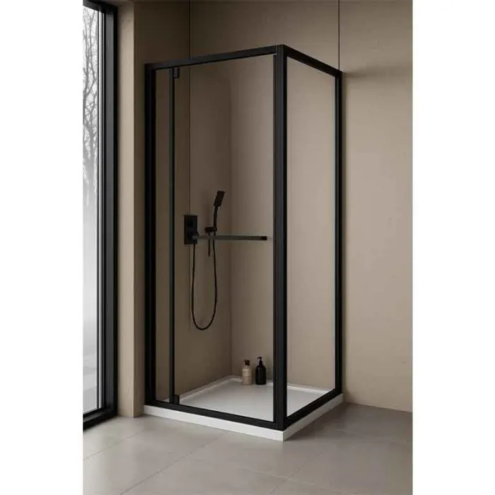 Cabina dus usa glisant-rotativ 90 x 90 cm, negru mat, Kolpasan, Stellar Uni