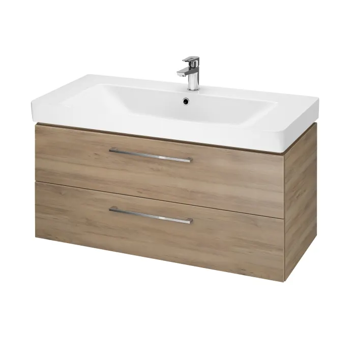Dulap baie suspendat pentru lavoar 100 cm, nuc, Cersanit Lara