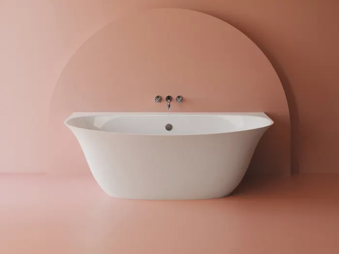 Cada freestanding ovala, compozit alb mat, interior lucios, 170x86x58 cm, Serenity