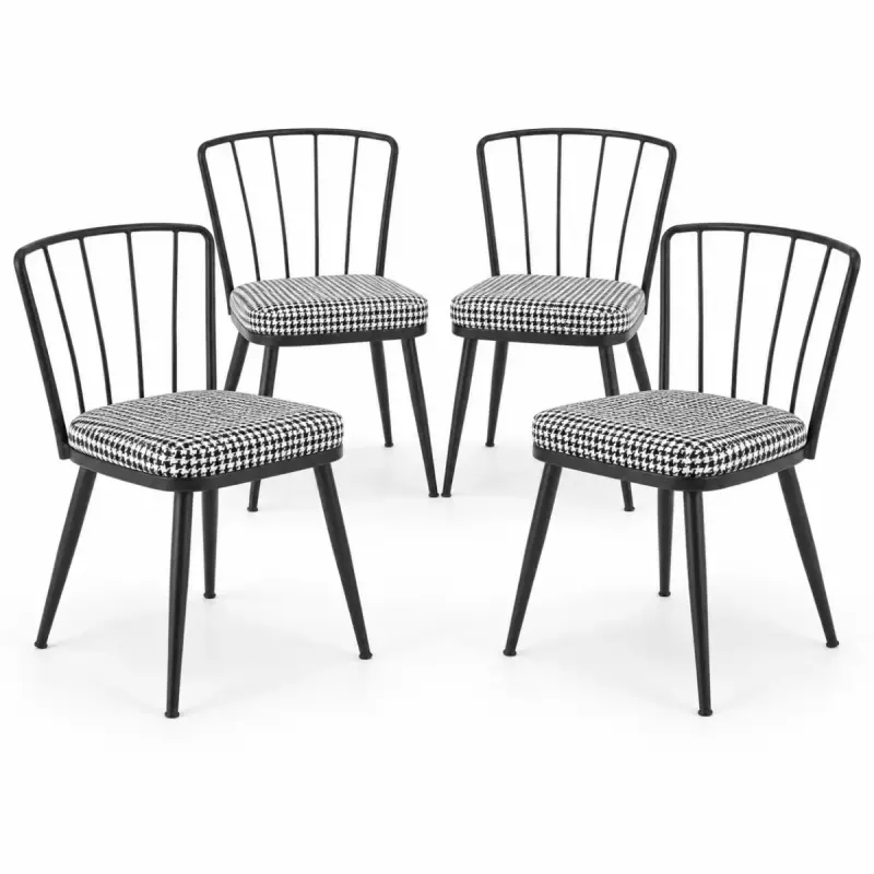 Set 4 scaun Fiona metal, balcon,terasa,bucatarie,birou,dining , negru