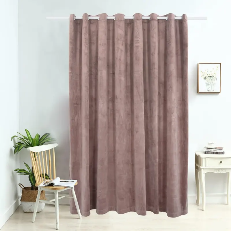 draperie opaca roz antichizat 290x245 cm catifea inele metalice