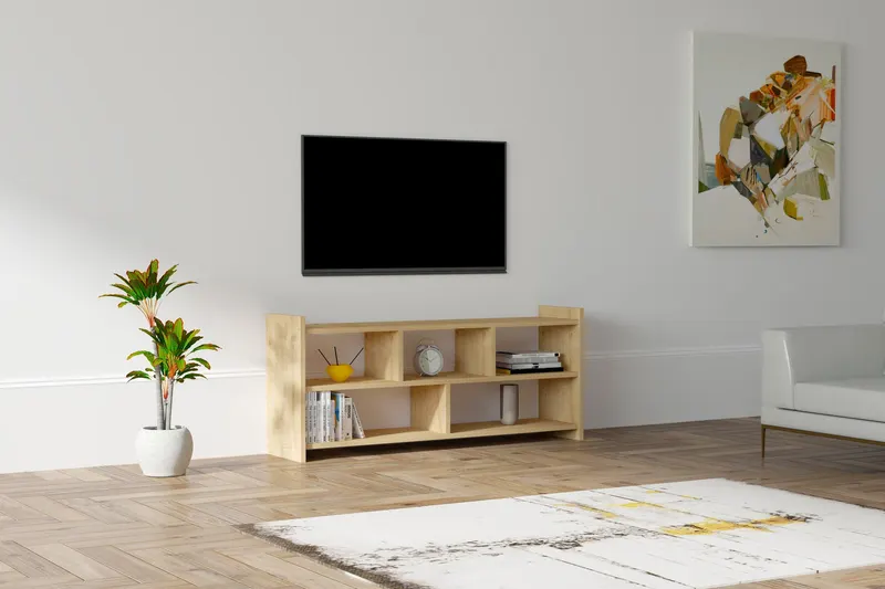 Comodă TV Pera - Sapphire, Nuc, 118x28x55 cm - Albastru - Nuc